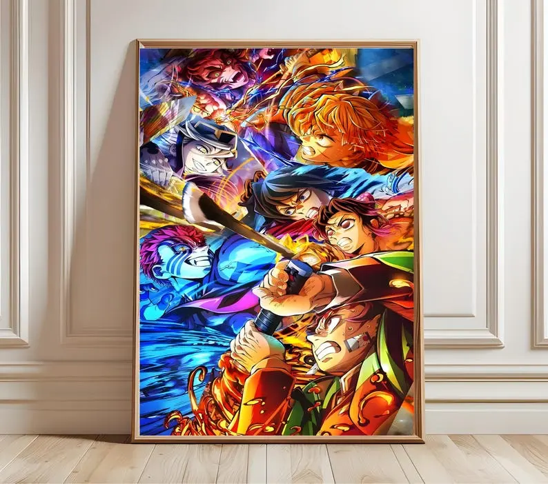Demon Slayer Infinity Castle Wall Art Print | Tanjiro - Zenitsu- Hashira vs Upper moons Poster