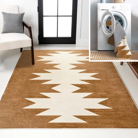 JONATHAN Y Chayton Minimalist Geometric Power Loomed Polypropylene Indoor Rectangle Area Rug - Boho Rugs, 2-Tone Graphic Look, Triple Medallion, Multiple Sizes, Machine Washable, Brushless Vac Ready, Living Room Decor, Scandinavian-Modern Style