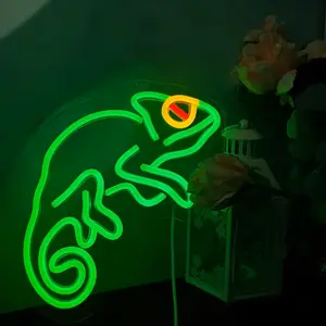 Lizard Neon Light, Cartoon Forest Theme Decorative Lamp, USB Powered, with On-Off Switch, 12.6x7.3 Inch, Game Room Bedroom Bar Atmosphere Light
