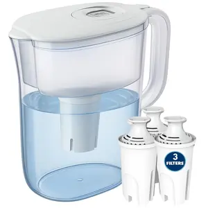 7-Cup Water Filter Pitcher & 3 Filters &  Filter Change Reminder: Compatible with Brita Pitcher Brita Water Pitcher