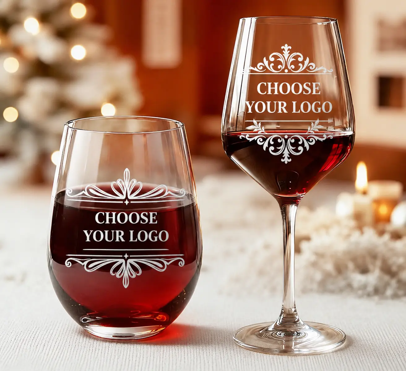 Romantic Custom Wine Glass Gift Set - 2-Piece Personalized Laser Engraved Kitchenware Drinkware for Birthdays, Anniversaries