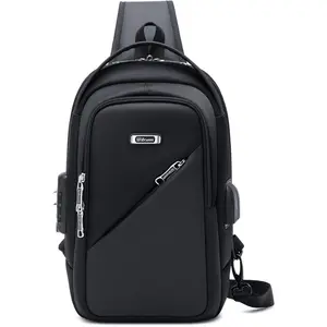 Crossbody Sling Backpacks for Men, Shoulder Backpack Chest Bags with USB Charger Port For Camping Biking Travel Cycling