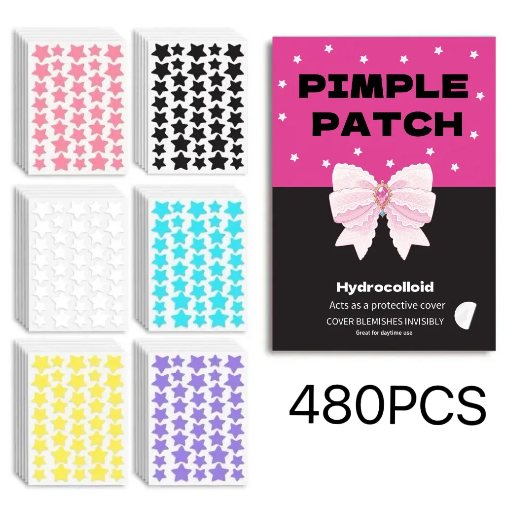 480 Pcs Acne Cover Stickers for Oily Skin, Hydrogel Star Shape Patch, Pimple Patches, Blemish Patches, Cosmetic Patch, Makeup Concealer, Effective Skincare Solution