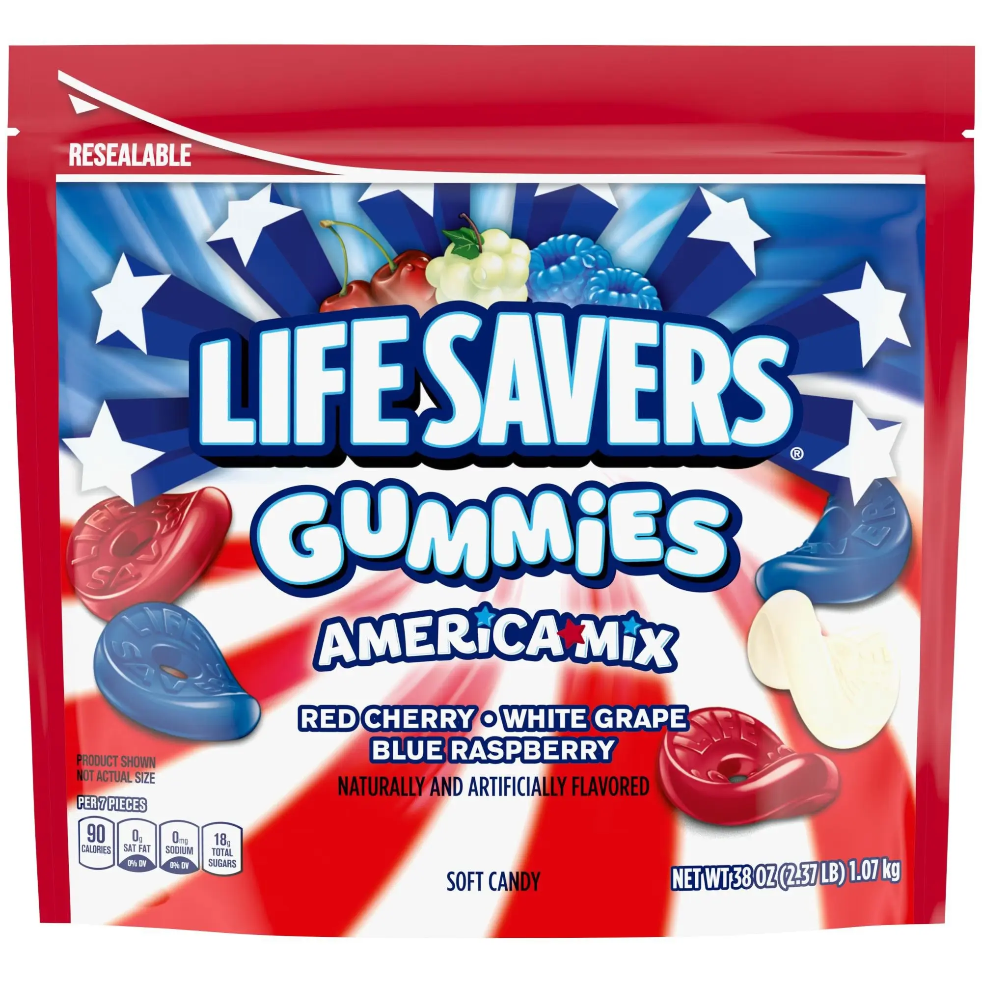 Lifesavers Red, White, and Blue Gummies, 38oz. | Gummy Candy | Chewy Sweet Treat | Fan Favorite | USA 250