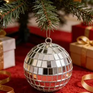 20pcs Mirror Reflective Ball Croissant Nails Vintage Disco Mirror Ball Bare Ball Hanging Ball Design Christmas Day Birthday Party Decorations Glass Ball Baking Accessories