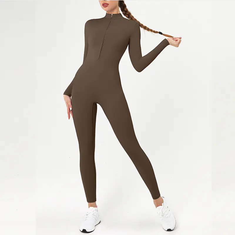 Youga Sport Zipper Nude Long-Sleeved Yoga Onesie High-Intensity Trousers Fitness Sports Onesie LTY-8306 Breathable Chafe-Free Jumpsuit with High-Waisted Leggings