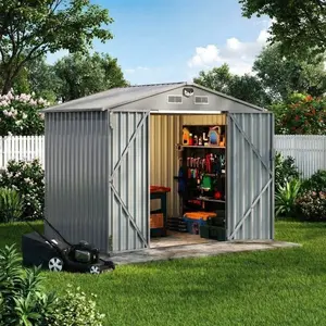 6x8x6.4 ft Outdoor Storage Sheds, Metal Garden Tool Shed for Backyard, Large Metal Sheds Outdoor Storage with Lockable Doors & Air Vents for Backyard Garden Patio Lawn, Deep Gray Visit the Reljofum Store