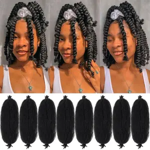 Springy Afro Twist Hair 8 Packs Marley Twist Braiding Hair Pre Separated Spring Twist Hair for Faux Locs Crochet Hair Kinky Twist for Braiding Synthetic Hair Extensions (1b#, 18inch(Pack of 8)