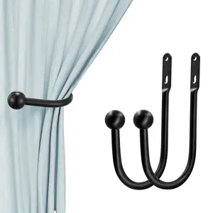 Curtain Tiebacks Drapery Holdbacks Simple Style (2pcs Black)