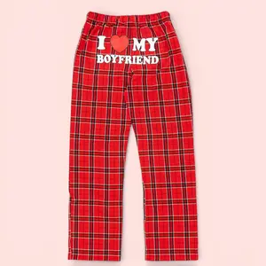 I Love My Boyfriend/Girlfriend PJs Valentine's Day Gift for Couples Adorable Plaid Pajamas Express Love and Appreciation Pyjamas Set Lounge Wear