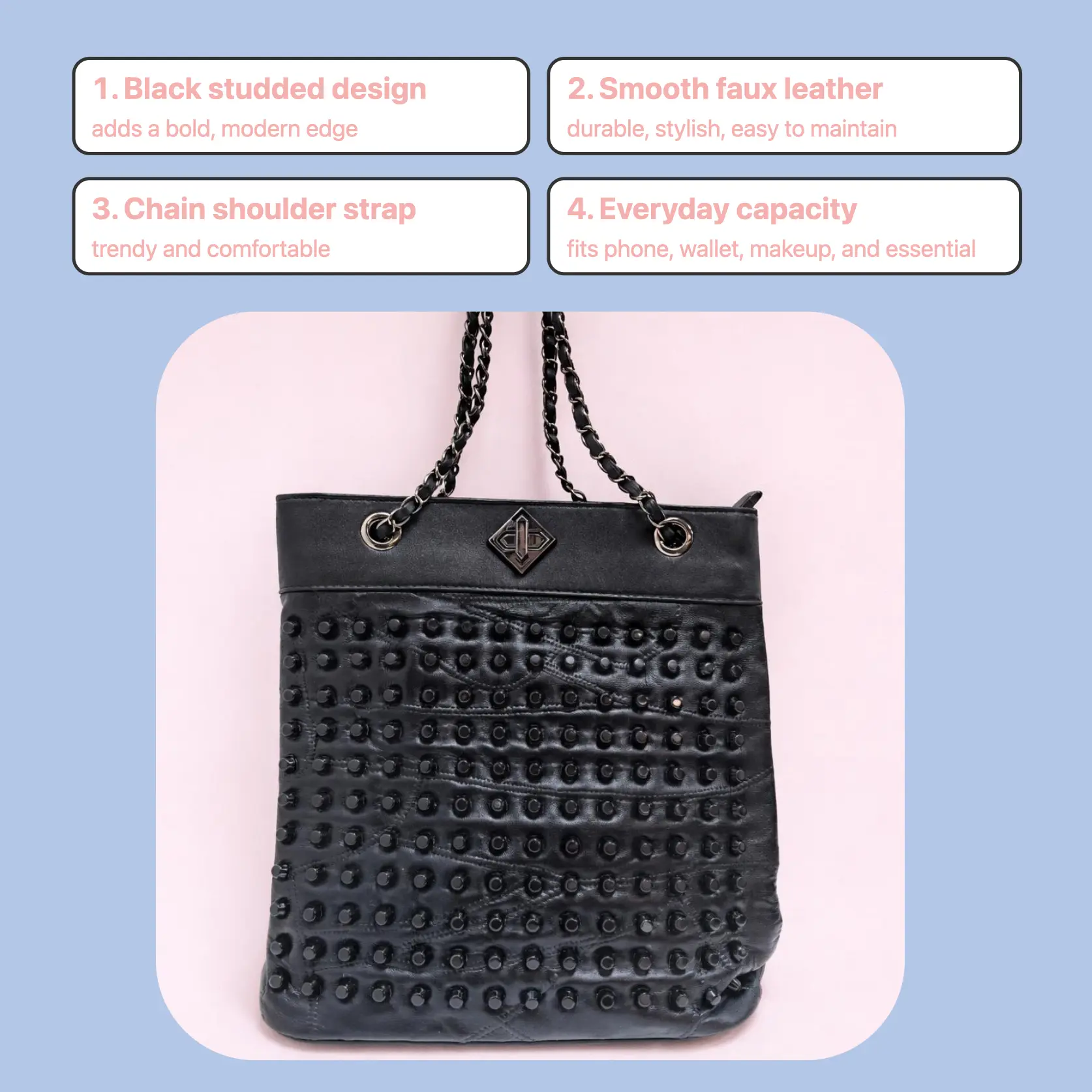 [Summer Picks] Luxury Quilted Black Leather Shoulder Bag – Elegant Chain Strap Design for Women