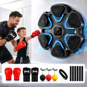 Music Boxing Tool with 9 Speed & Intensity Modes Family Pack Wall Mounted Punching Target Bluetooth Training Equipment with 2 Pairs of Gloves for Parents and Children Gift