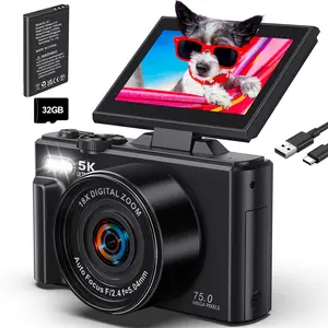 5k Digital Camera for Photography, WiFi 75mp Vlogging Camera for Youtube, Uhd Autofocus Camcorder, 3-Inch Flip Screen, Portable Vlog Camera, 18x Zoom