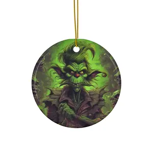 Scary Grinchy Ceramic Ornament, 4 Shapes, Christmas Tree Decoration, Holiday Gift, Ornamental Bauble, Funny Festive Decor christmas decorations