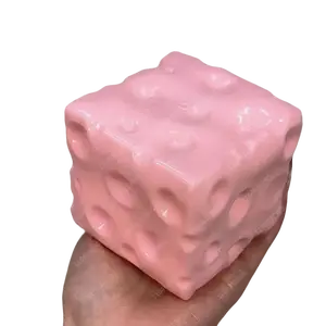 Jumbo Cheese Cube Stress Ball Big Cheese Shapeable Squeeze Ball Non-Bounce Fidget Toy ASMR Sensory Anti-Stress Christmas Gift Pink Squishy Dumpling Squishy Maker