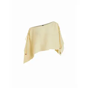 Cider Linen-blend Asymmetrical Neck Drawstring Cloak Sleeve Oversized Blouse SwimWeek