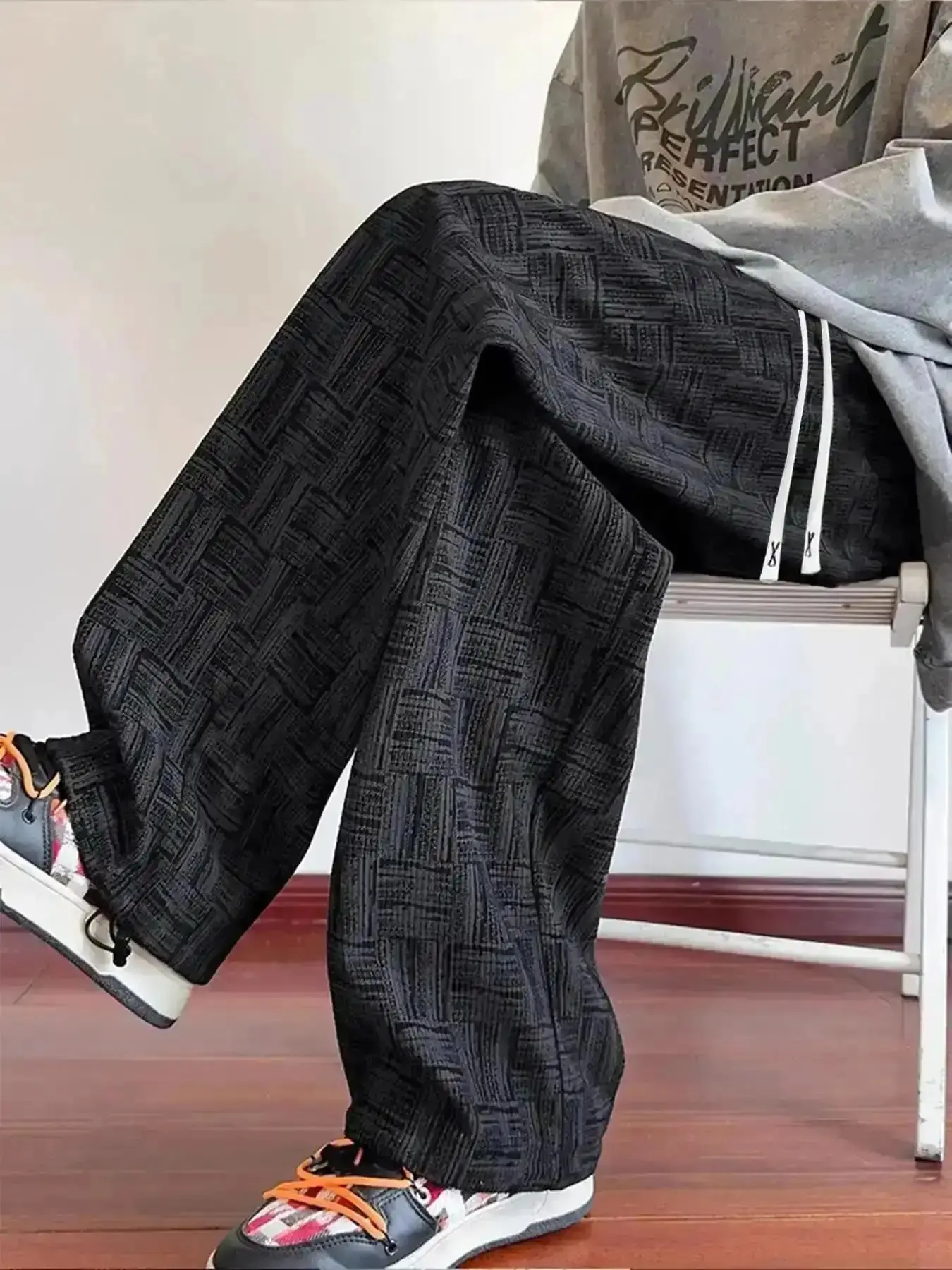 2026 Men's Solid Loose Fit Pants, Casual Comfortable Straight Leg Trousers, Summer Woven Bottoms, Neutral Beige Chinos, Bottoms Men, Casual Jeans Men, Relaxed Fit Men, Men Apparel and Men Streetwear