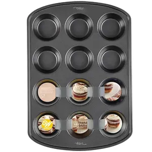 Perfect Results Premium Non-Stick Cupcake Pan, 12-Cup Muffin Tin, Steel Baking Supplies, Ideal for Cooking and Baking - Cookware