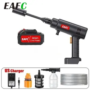 EAFC Portable Electric Wireless Car Wash Water Gun 60Bar Cordless Car Wash High Pressure Water Pump Electric Home Washer Machine Tool Cleaning