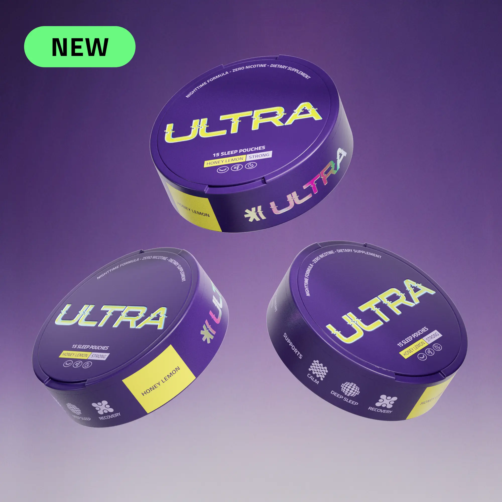 Ultra Sleep Pouches - Better Sleep with 6 Clean Ingredients for Instant Relaxation, Deep Recovery, Enhanced Cognition, with 1mg Melatonin, L-Theanine, Magnesium Gluconate, Chamomile, Passionflower & Lemon Balm, Drug-Free, Zero Sugar