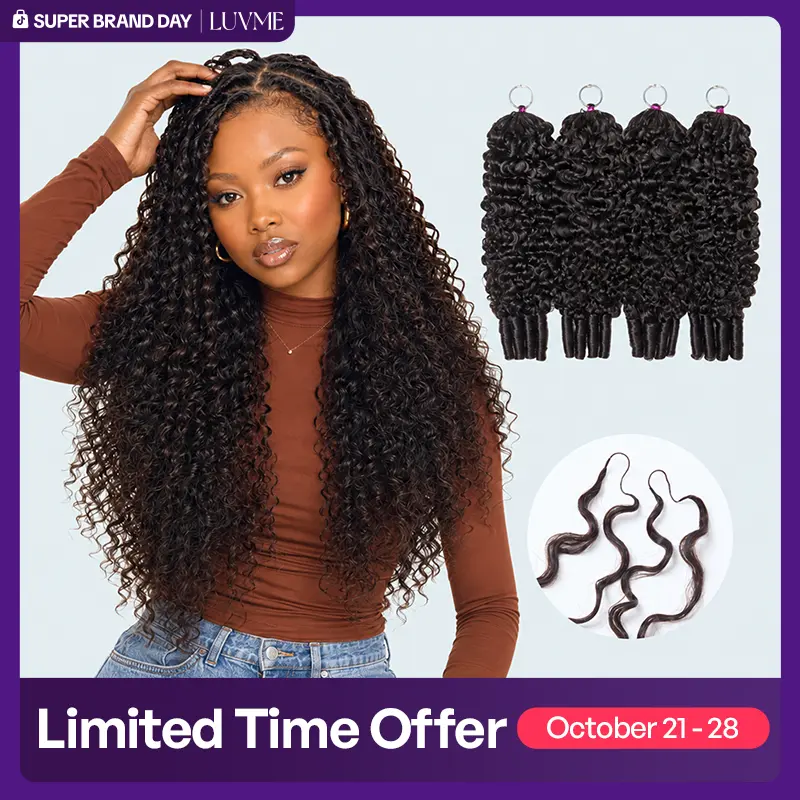 LUVME Feather Crochet Hair Readitress™ 100% Human Hair Pre-Separated Strands Miracle-Knots Boho Knotless Braids Mermaid Braids Lightweight Protective Style Kinky Straight/Burmese Curly/Wet and Wavy Beginner-Friendly #superbrandday