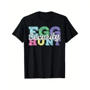 Egg Hunt Security Retro Easter Egg Hunt Supervisor Easter T-Shirt 1pc 2025 Easter T-Shirt Vibrant Easter Men'S T-Shirt with Full Size Perfect for Summer Outdoor Activities The Perfect Easter Carnival Gift for boyfriend dad