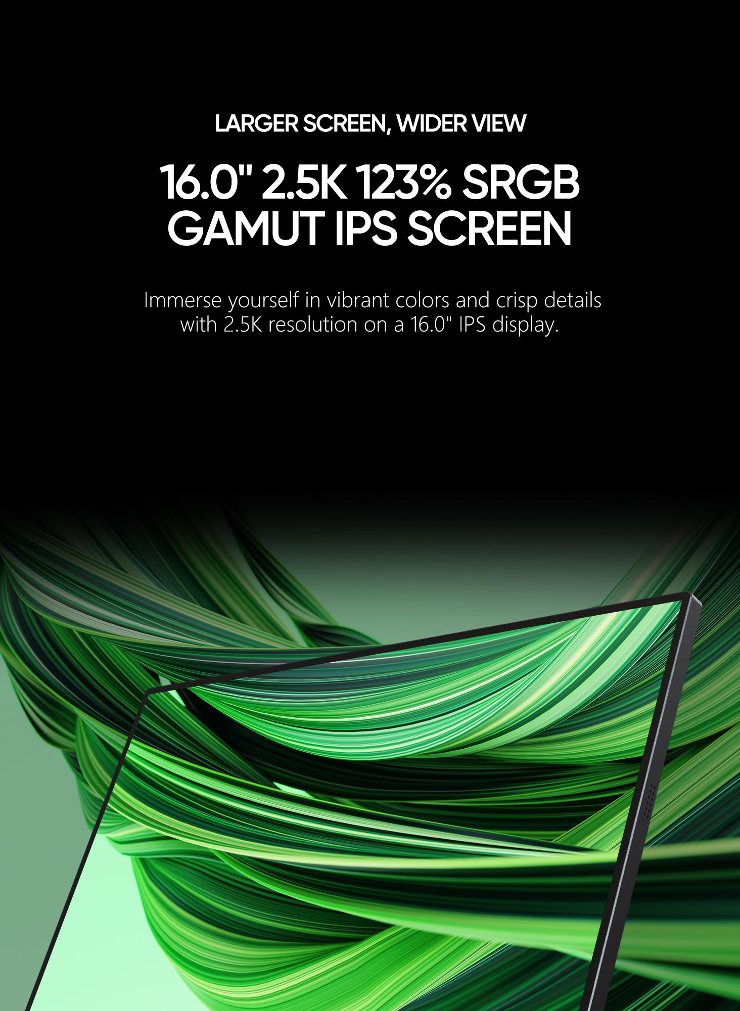 ARZOPA 16" 2.5K Portable Monitor 2560x1600 QHD IPS Display 123% sRGB USB-C HDMI External Second Screen for Mac Laptop Phone PS4/5 Xbox Switch iPhone15