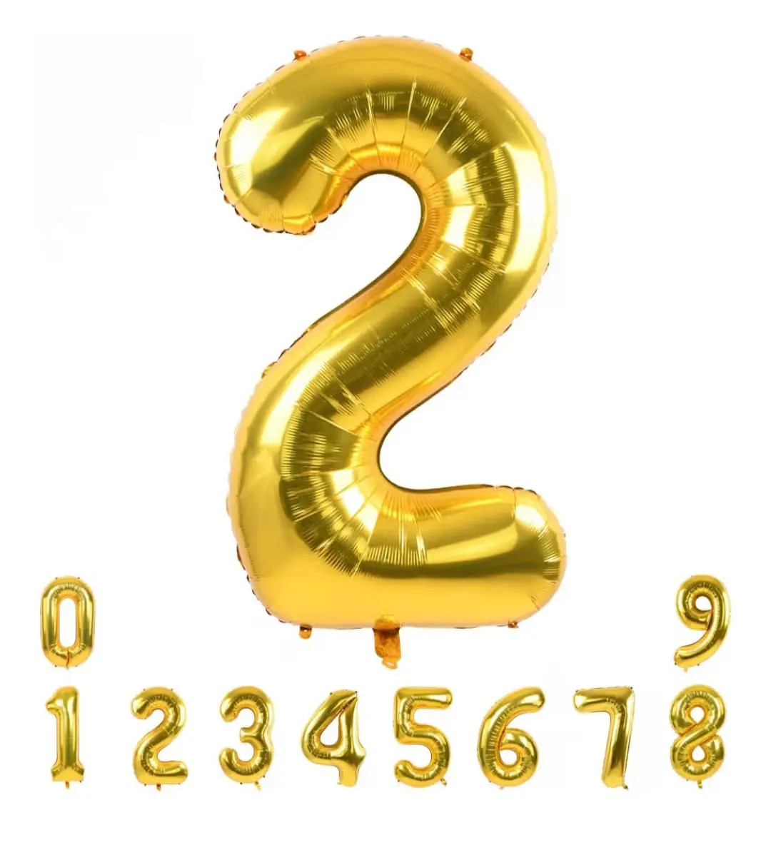 gold number 2 balloon 40 inch, big, large foil helium number balloons,
