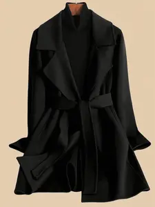 Women's Fashion Long Sleeve Coat Jackets, Autumn Winter Casual Outerwear with Belt, Stylish Waist-Tied Design, Perfect for Daily Wear