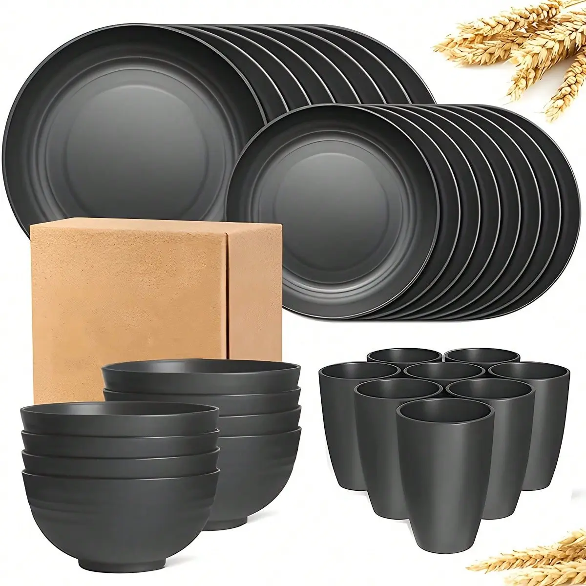 Eco-Friendly Disposable Polystyrene Tableware Set - 16/32pcs with Plates, Bowls, Cups, Cutlery - Home Supplies for Birthday, Anniversary, Baby Shower Gatherings