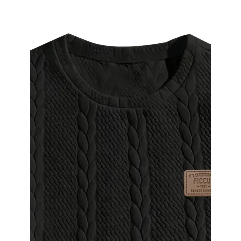 Men’s summer casual fashion set featuring a crew neck short-sleeve top and shorts, with woven texture and embossed pattern design that showcases a gentleman boyfriend style—an ideal choice for holiday gifts.