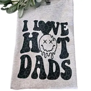 Funny shirt I love hot dads humor retro black leopard print cute popular trending sublimation ink trendy Short Sleeve Tshirt graphic tees