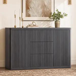 SICOTAS Buffet Cabinet with Storage 54.7" Large Modern Accent Storage Cabinet with Doors and Shelves Wooden Fluted Sideboard Credenza Buffet Table Coffee Bar for Living Room Kitchen Dining Room