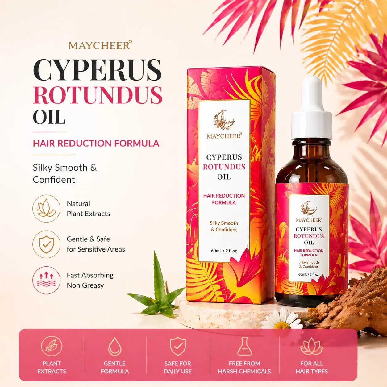 Single Pack Hair Removal Care Oil, Gentle Soothing Non-Irritating, Moisturizing After Shaving, Essential for Bikini Season