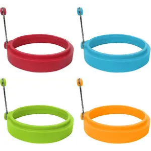 Food Grade Silicone Egg Rings, Multicolor, Egg Ring Molds for Cooking, Fried Egg Rings(4 Pack, 4 Inches)