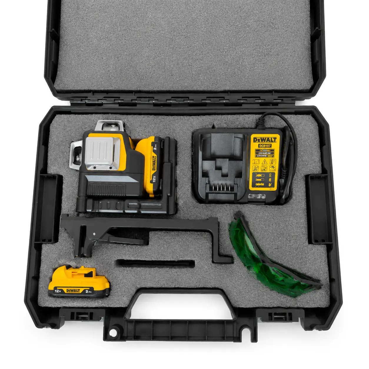 DEWALT DW089LG Green 3×360° Portable Self-Leveling Line Laser Level Unit Tool Kit, Charger Included with Battery & Carrying Case, Ideal for Whole-Room Renovation & DIY Enthusiasts’ Woodworking Layout Measuring