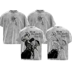 Escanor Seven Deadly Sins T-Shirt Who Decided That Quote Pride Sin Vintage Washed Oversized Anime Streetwear Heavy Cotton Sigma Male Unisex Tee Retro Graphic Top Gift For Anime Fan