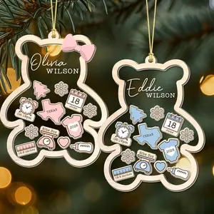 Personalized Baby's First Christmas Ornaments 2025: Birth Stats 4D Babies Shaker Ornament, Newborn Christmas Keepsake