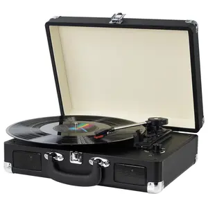 Vinyl Record Player, 3 Speeds Belt Driven Suitcase Portable Turntable for Vinyl Records with Built-in Speakers/RCA Output/Aux in/Headphone Jack/ 45 Adapter Valentine’s day gift