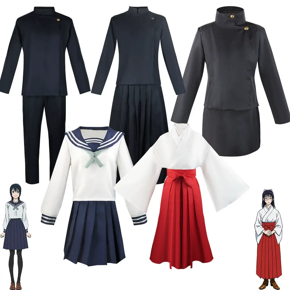 Jujutsu Kaisen Cosplay Full Set Gojo Megumi Nobara Utahime Momo Geto Jujutsu High School Uniform Miko Kimono Daily Casual Outfit Complete Anime Costume With All Accessories For Halloween Comic Con