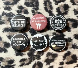 Anti Oligarchy Pins - Anti-Oligarch Button - Leftist Pins - Liberal Resistance Pins - Protest Activism Anti-Trump Punk Buttons Punk Pins Pinback Badges
