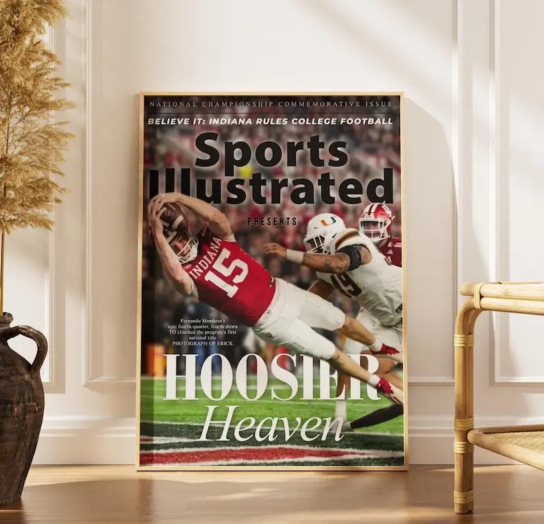 2026 Indiana Football “Hoosier Heaven” Mendoza Touchdown Championship Edition Newspaper vs Miami- Poster Print Unframed