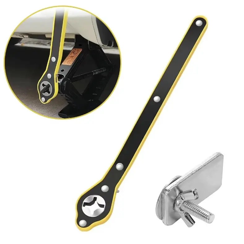 Labor-saving Handheld Ratchet Wrench for Car, Jack Wrench Ratchet, Lug Wrench with Long Handle, Reversal Knob Design, Heavy Duty Tire Repair Tool, Portable Auto Wrench, Garage Essentials