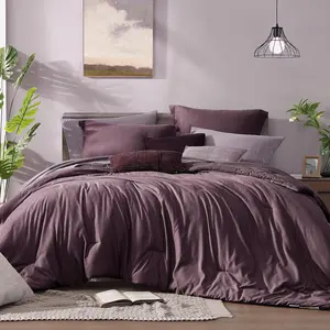 King Size Comforter, Italian Plum King, 7, Cationic Dyeing a Bag King with Comforter,, Pillowcases  Shams
