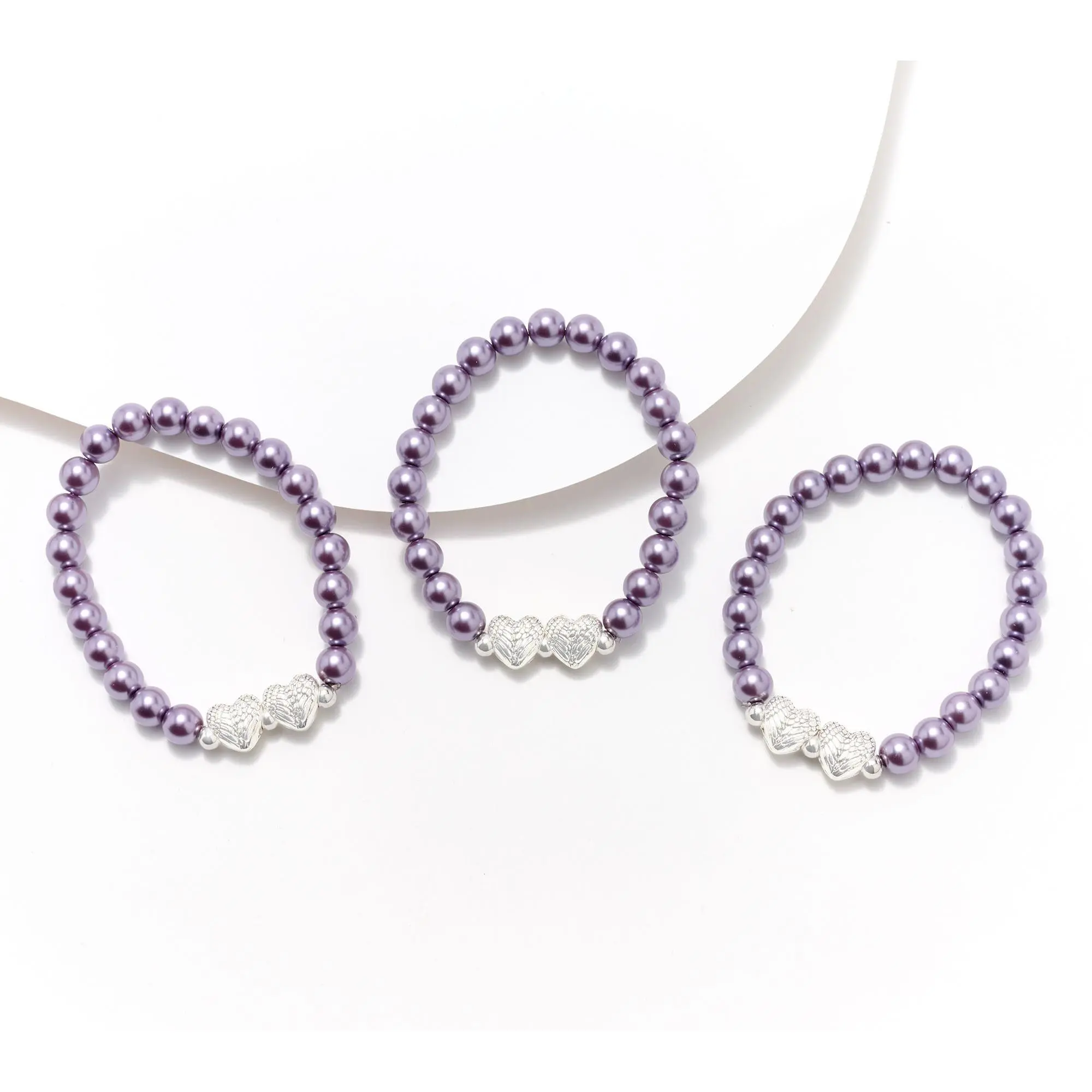 Faithful Heart 3-pc Pearl Bracelets with Angel Wings by Valerie