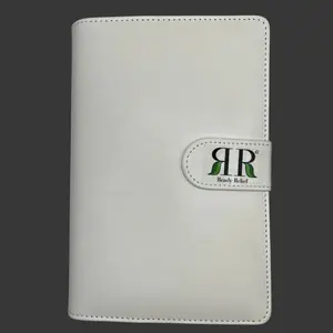 White Vegan Leather Ready Relief Complete First Aid Binder for Travel College Car International Travel