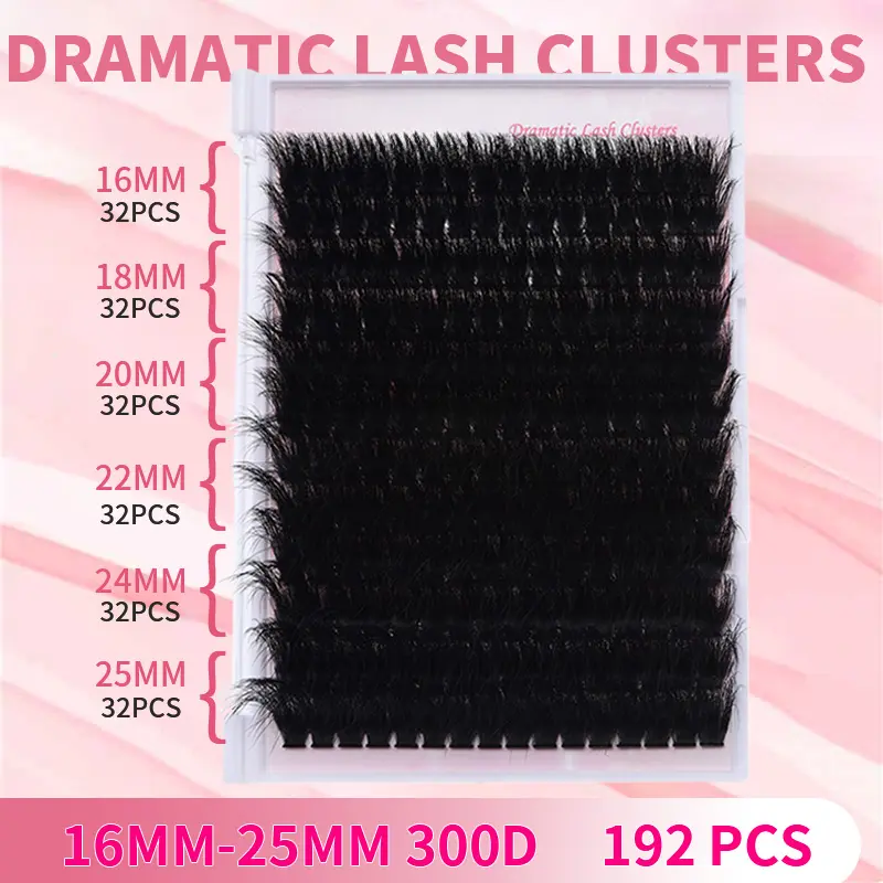 DIY Volume Eyelashes Lash Clusters, 0.05mm Plant-Fiber Light 16-25mm 300D High-Density Ultra-Soft D-Curl, Beginner-Friendly Easy-Application Fluffy Options, Adhesive-Compatible Lightweight False Lashes for Doll Makeup