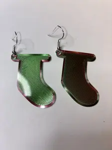 3-D printed Christmas stocking earrings