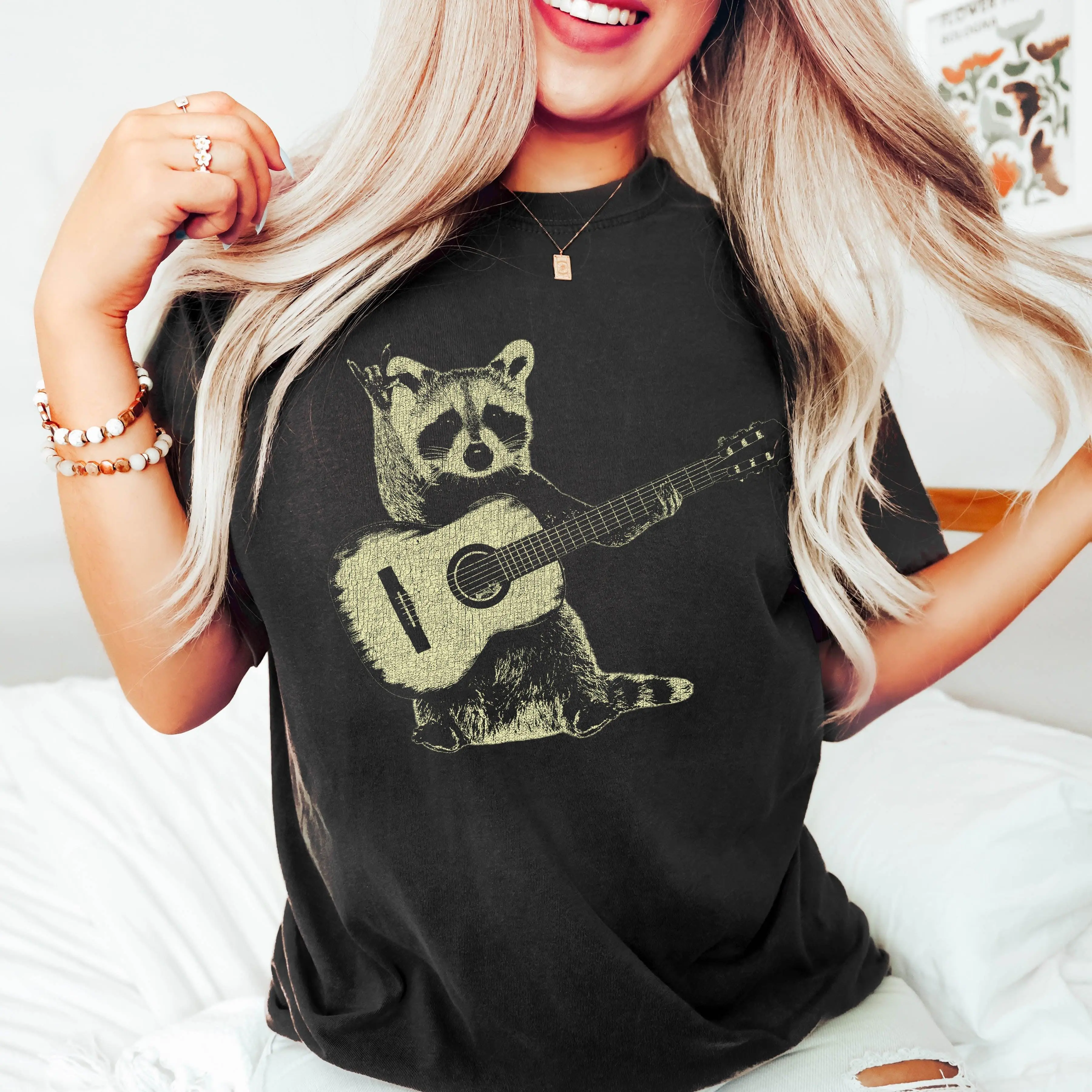 Raccoon Playing Guitar T-shirt Raccoon Playing Guitar T-shirt