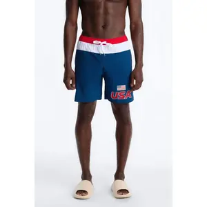 USA International Printed Swim Trunk 7″ - Navy